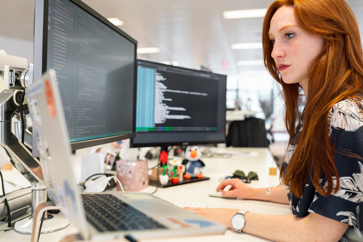 Developer working on backend code and API integrations